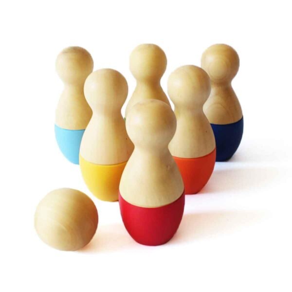 Channapatna Toys Wooden Bowling Pins Toy Set