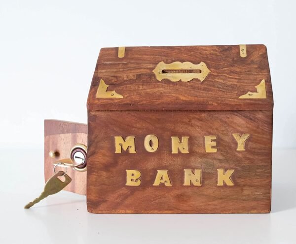 Wooden piggy bank