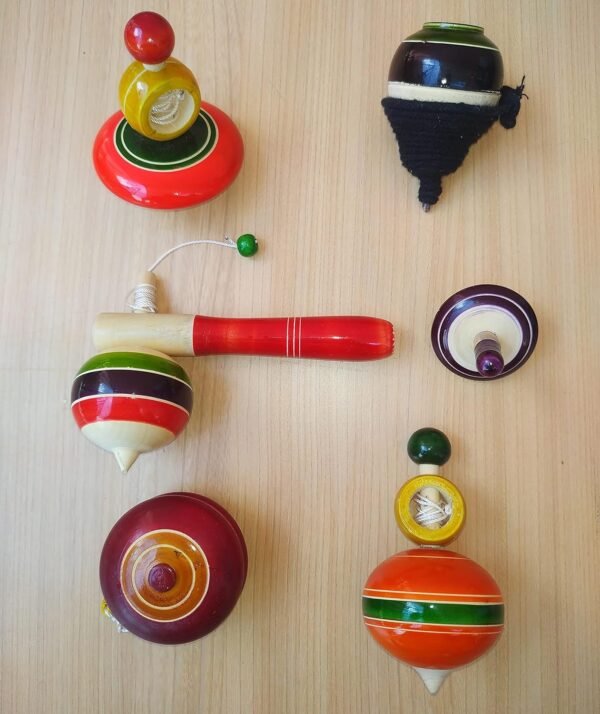wooden spinning tops for kids