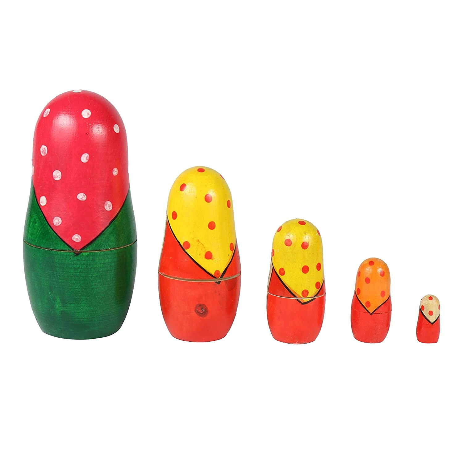 Wooden Russian Nesting Dolls Set – 5 Pieces (Channapatna) - Image 3