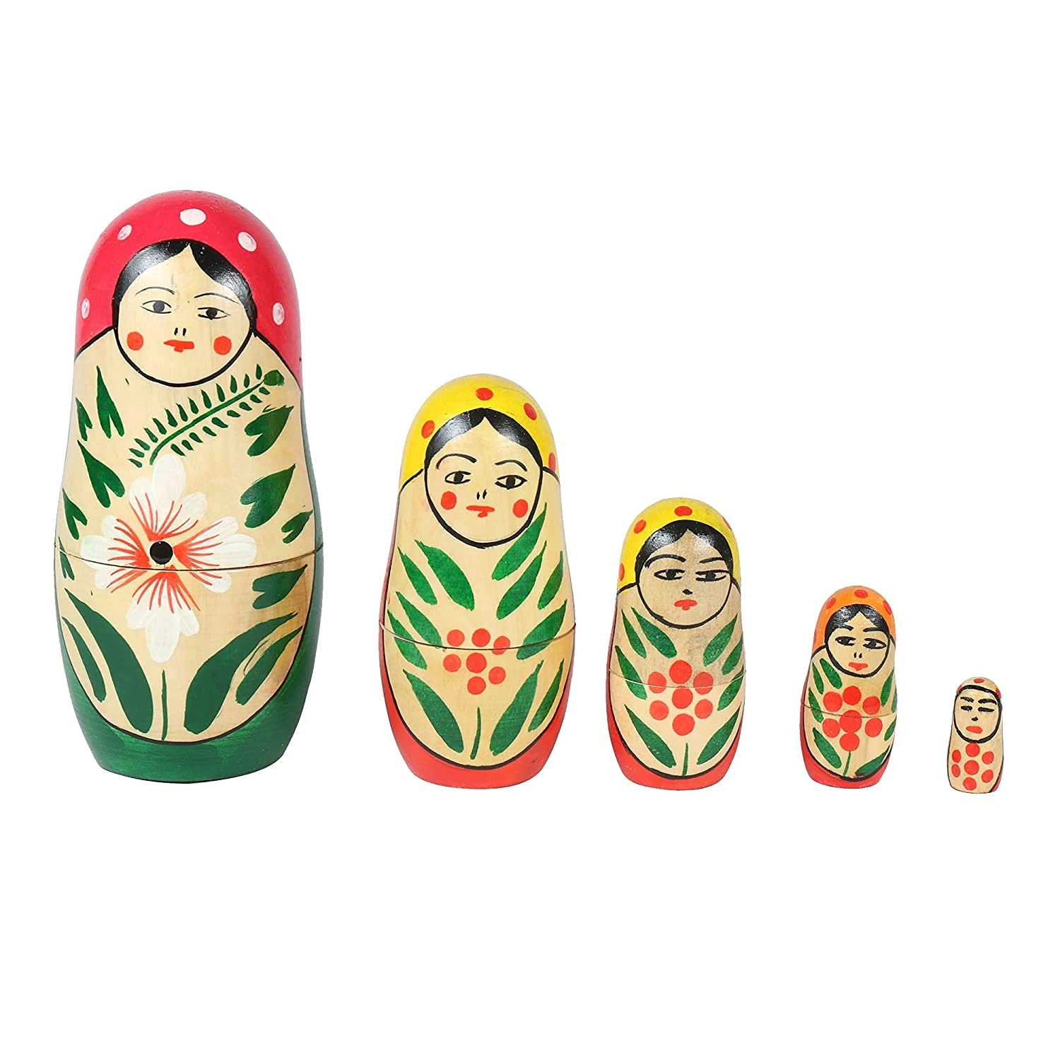 Wooden Russian Nesting Dolls Set – 5 Pieces (Channapatna)