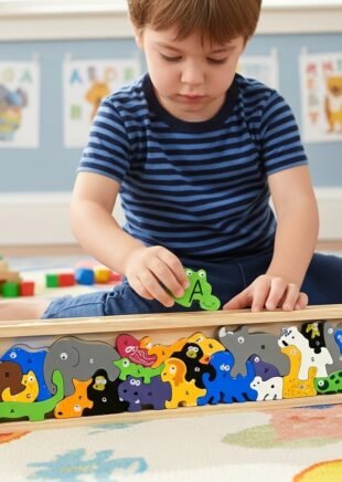 A–Z Wooden Animal Puzzle Toy – Alphabet Learning, Stacking & Balancing Set