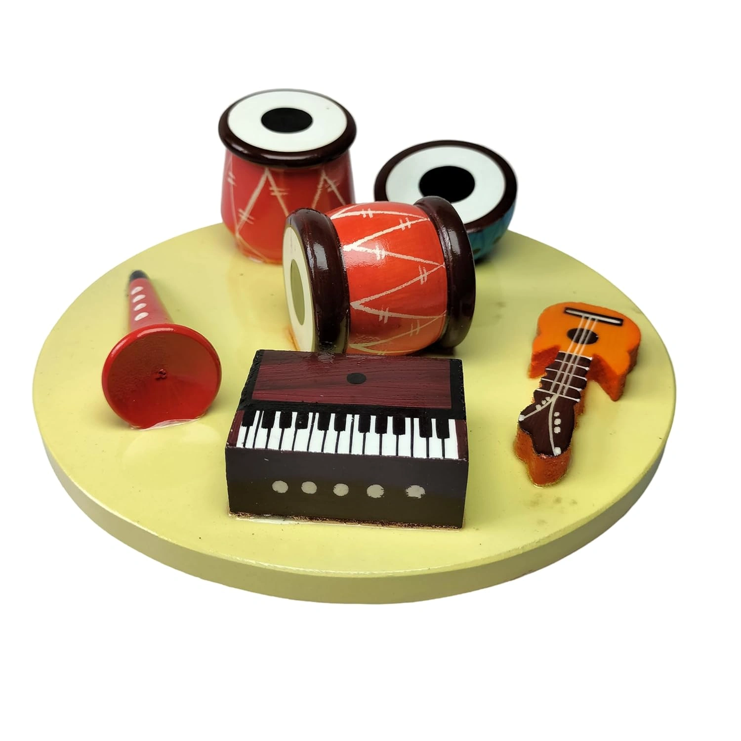 Channapatna Miniature Wooden Musical Instrument Set – Handmade Home Décor Showpiece