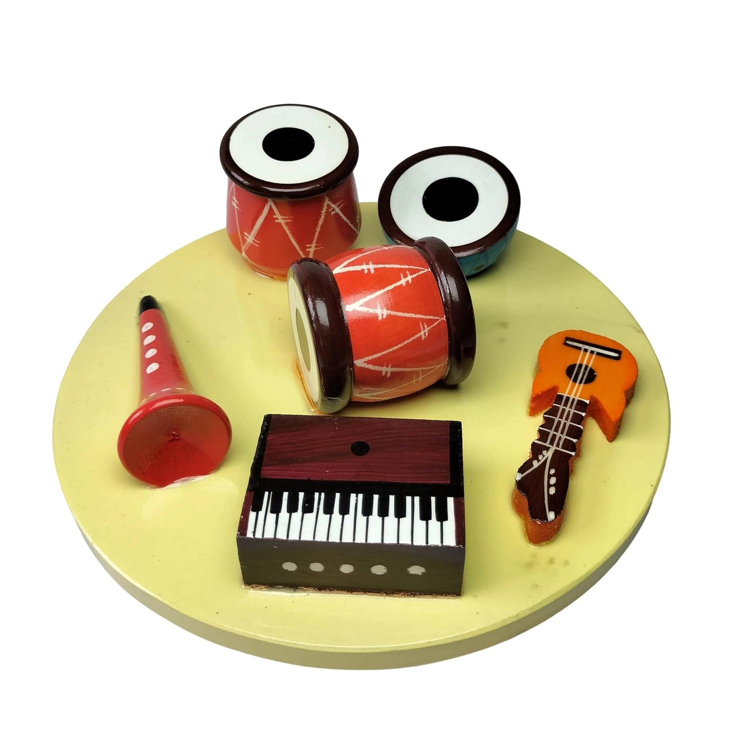 Channapatna Miniature Wooden Musical Instrument Set – Handmade Home Décor Showpiece