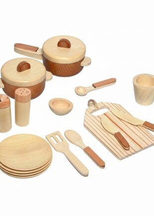 Channapatna Natural Wooden Kitchen Play Set – Premium Pretend Cooking Toy for Kids (Age 3+)