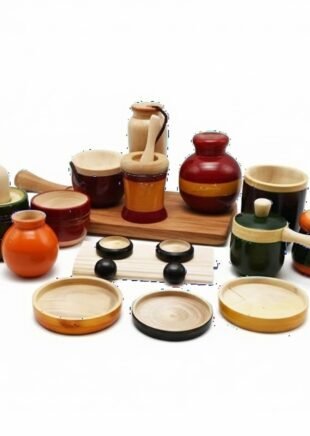 Channapatna Premium Wooden Kitchen Play Set – 16-Piece Traditional Cooking Toy for Kids (3+ Years)