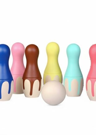 Channapatna Wooden Bowling Pins Set – Colorful Learning Toy for Kids (2+ Years)