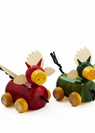 Channapatna Wooden Cow Pull-Along Toy – Handcrafted Toddler Toy