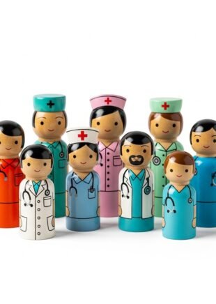 Channapatna Wooden Doctor Peg Dolls