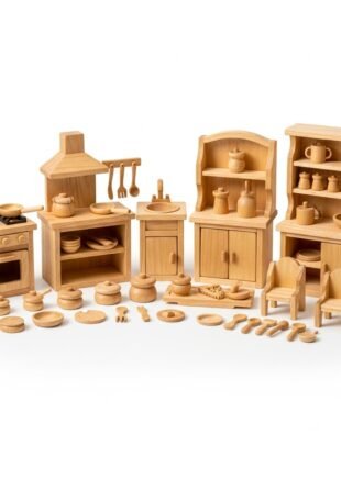 Channapatna Wooden Dollhouse Kitchen Furniture Set