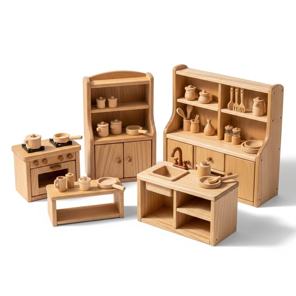 Channapatna Wooden Dollhouse Kitchen Furniture Set