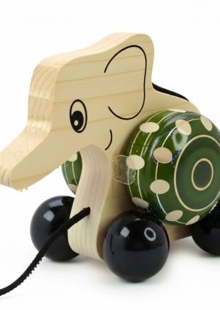 Channapatna Wooden Elephant Pull-Along Toy – Handcrafted (1 Pc)