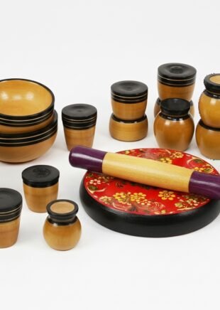 Channapatna Wooden Kitchen Play Set – 9-Piece Traditional Cooking Toy for Kids (3+ Years)