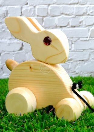Channapatna Wooden Rabbit Pull-Along Toy – Handcrafted Bunny (1 pc)