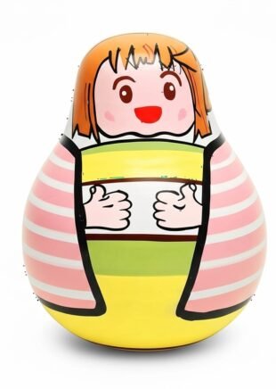 Channapatna Wooden Roly-Poly Doll – Wobbling Tumbler Toy for Babies (3+ Months)