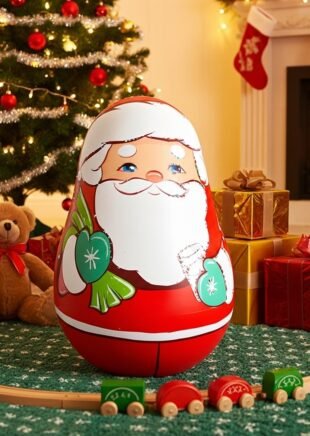 Channapatna Wooden Santa Roly-Poly Toy – Wobbling Tumbler for Babies (1+ Year)