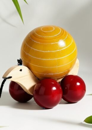 Channapatna Wooden Snail Pull-Along Toy – Big ToTo Toy for Kids