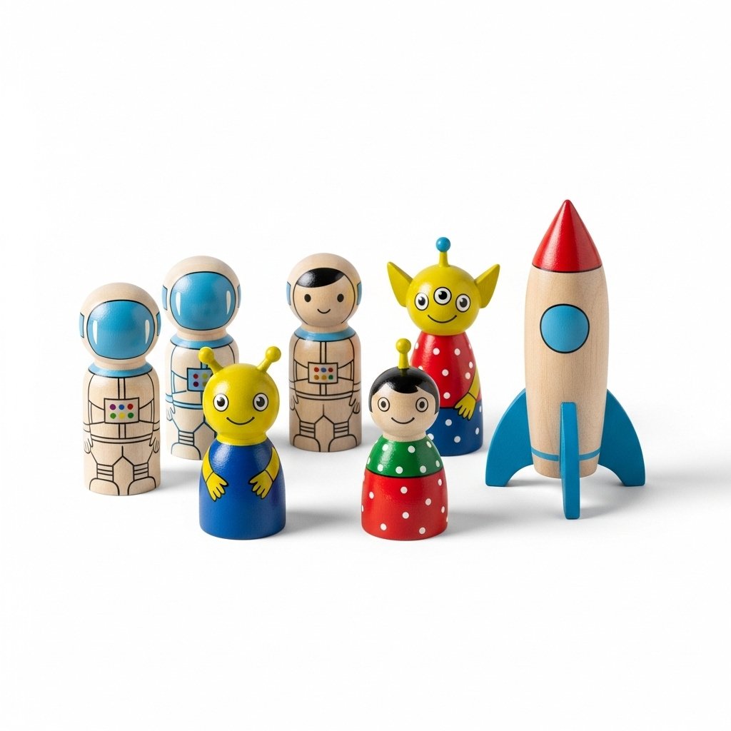 Channapatna Wooden Space Peg Dolls