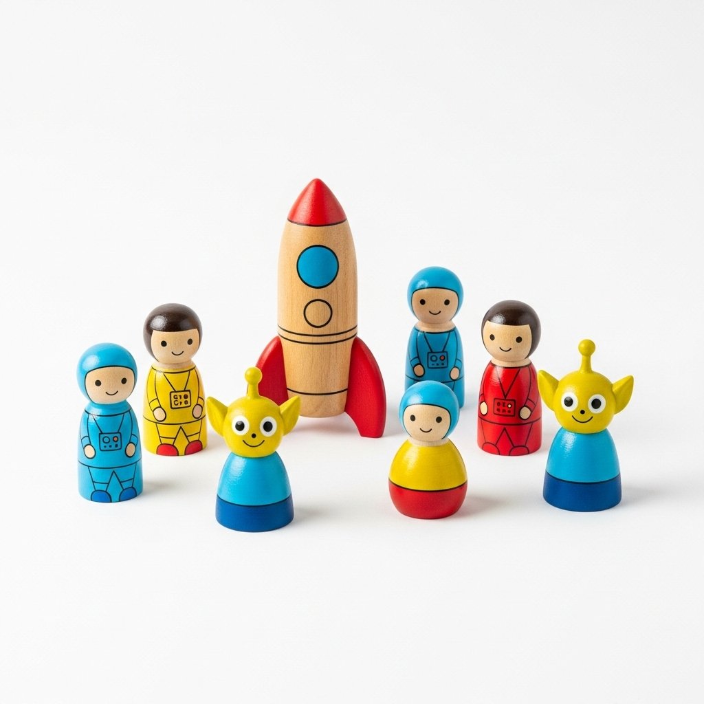 Channapatna Wooden Space Peg Dolls