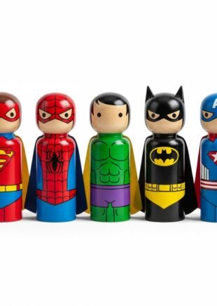 Channapatna Wooden Superhero Peg Dolls