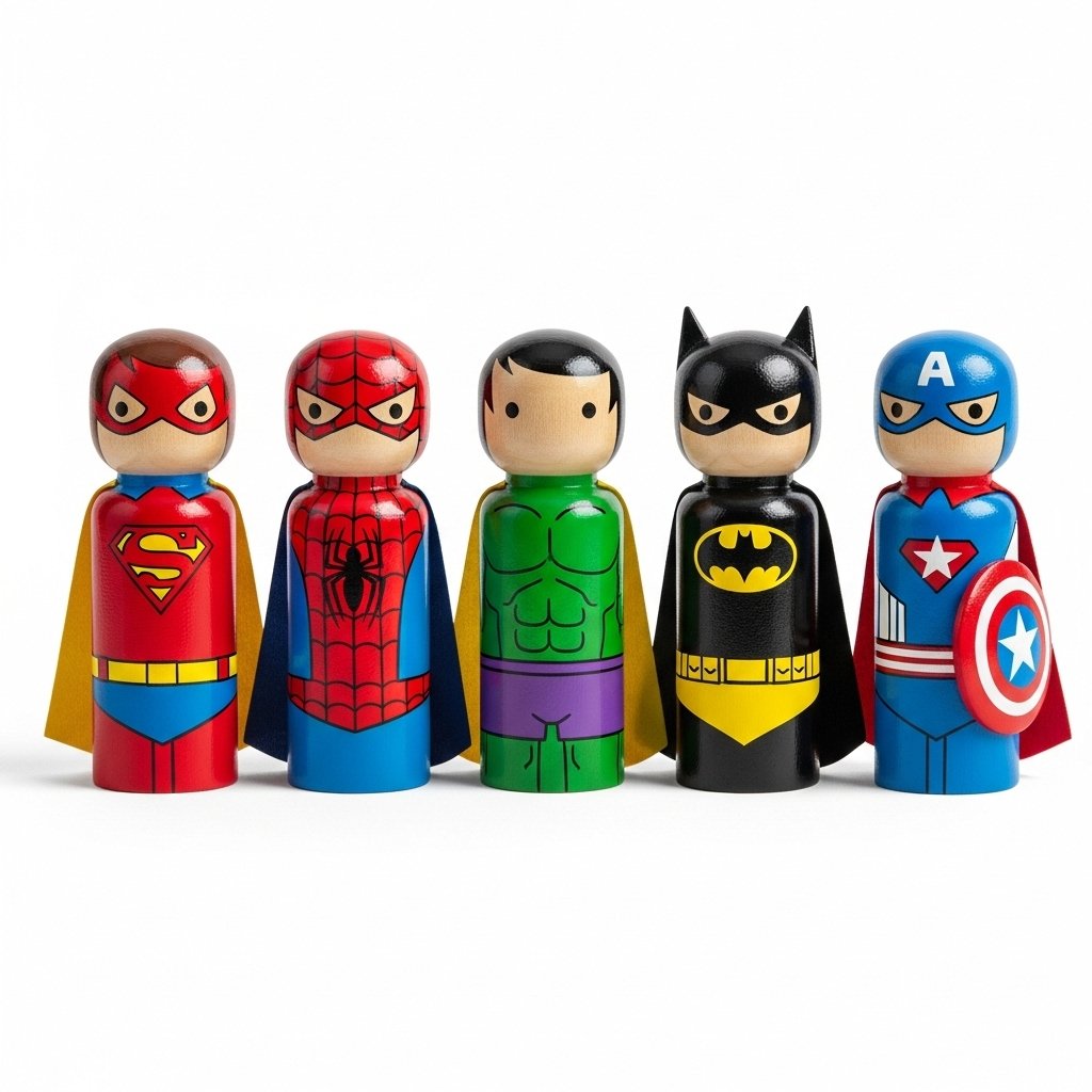 Channapatna Wooden Superhero Peg Dolls