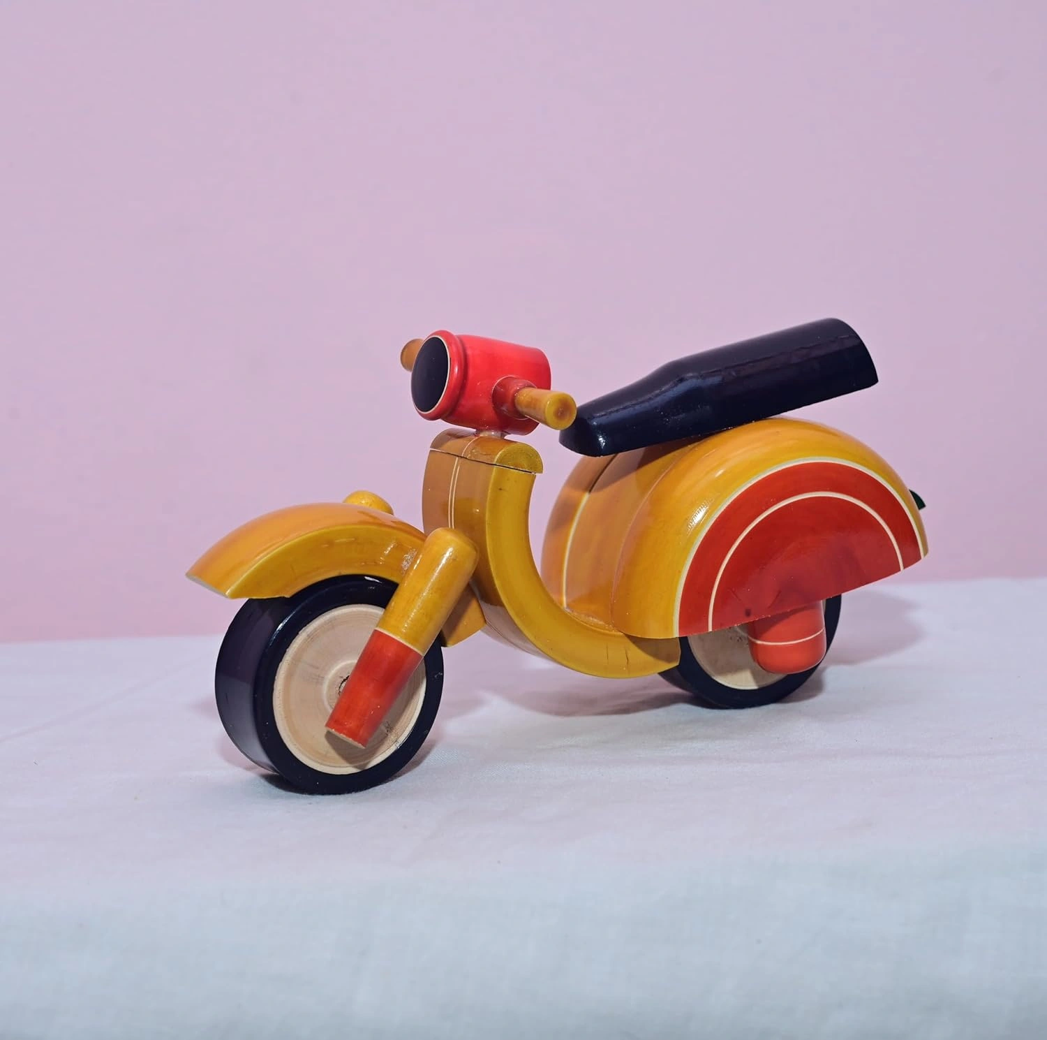 Channapatna Wooden Toy Scooter – Handcrafted Traditional Design (Red & Yellow)