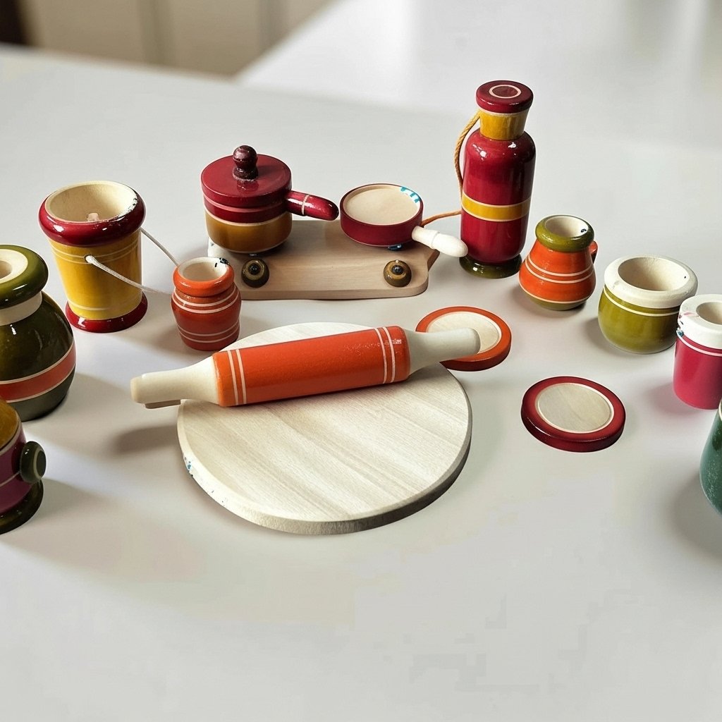 Premium Wooden Kitchen Play Set – Traditional 16-Piece