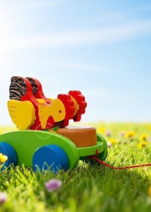 Pull-Along Wooden Chicken Toy – Baby Drum Walker