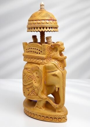 Royal Wooden Elephant Ambari – Indian Handcrafted Showpiece