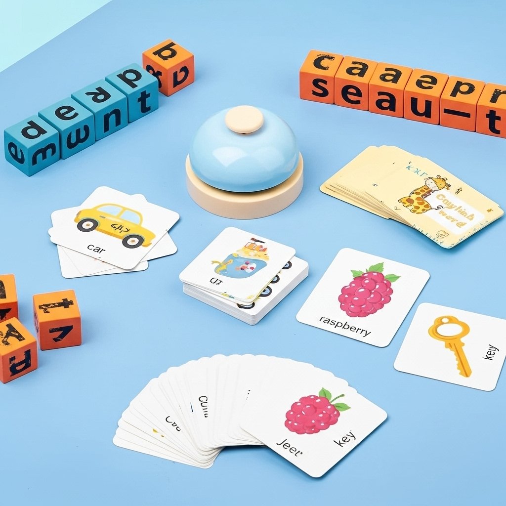 Spelling Puzzle Game for Kids – Word Blocks & Flashcard Learning Set
