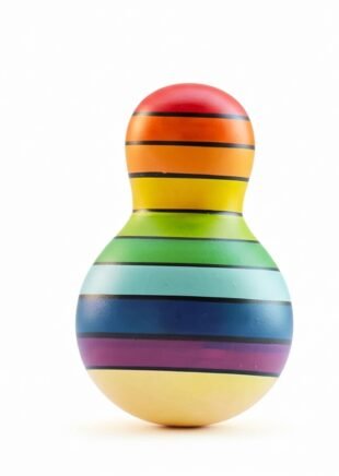 Channapatna Wooden Rainbow Roly-Poly Toy – Wobbling Tumbler for Babies & Toddlers (1+ Year)