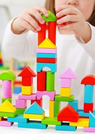Wooden Building Blocks Set – 50-Piece Colorful Creative Construction Toy for Kids