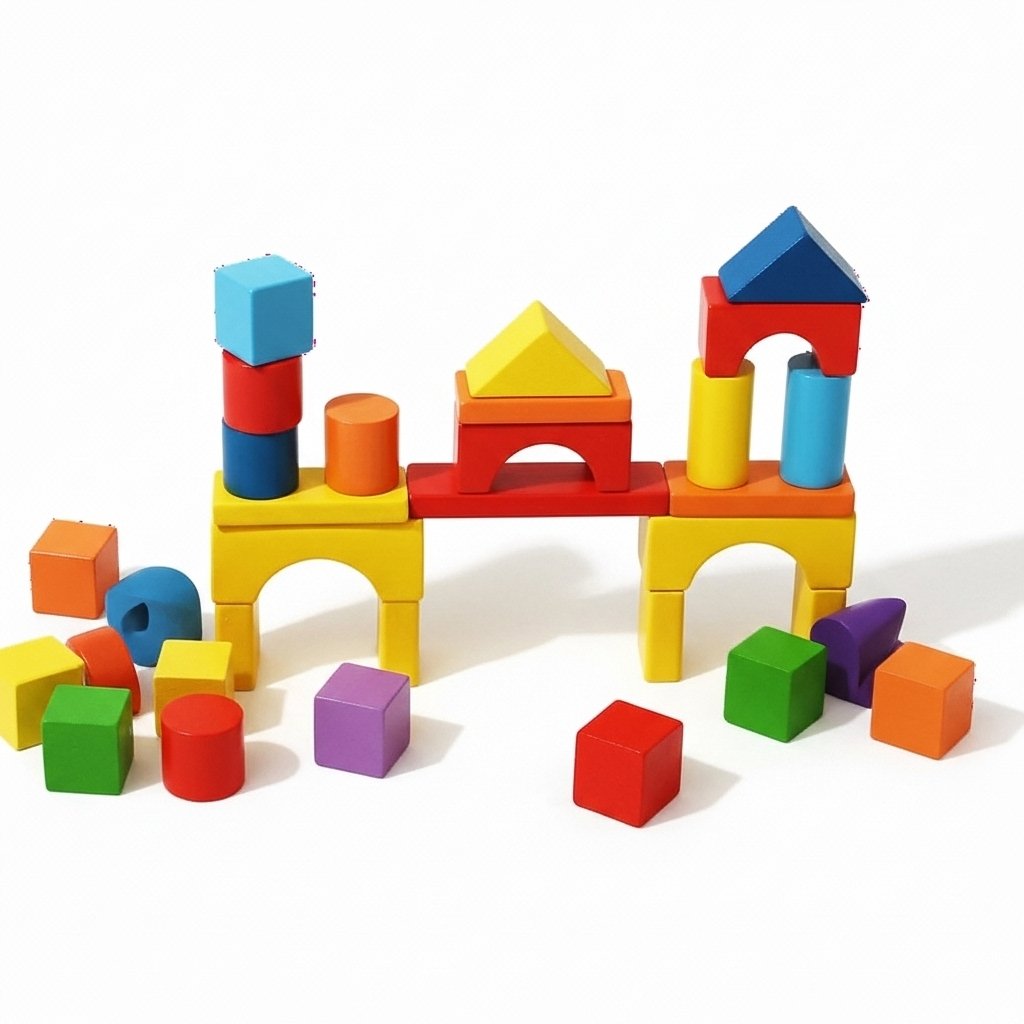 Wooden Building Blocks Set – 50-Piece Colorful Creative Play Kit
