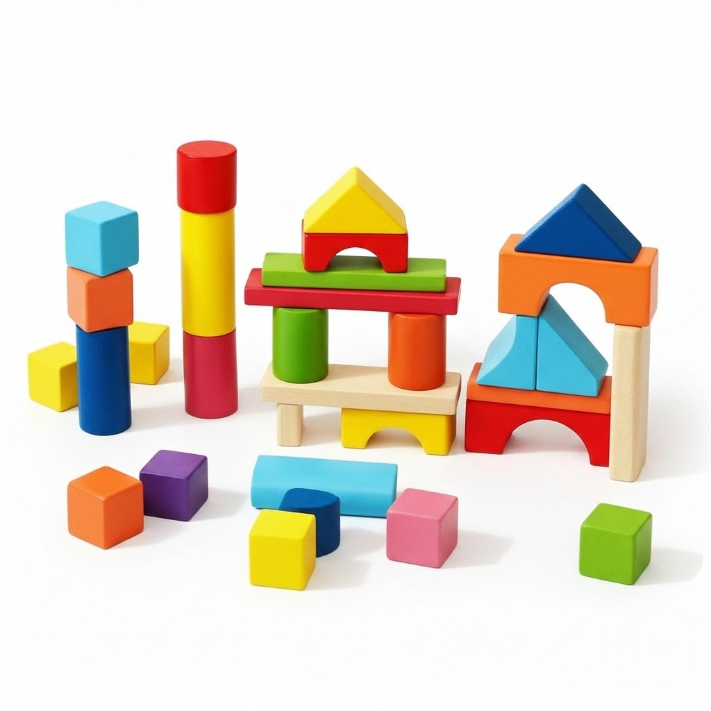 Wooden Building Blocks Set – 50-Piece Colorful Creative Play Kit