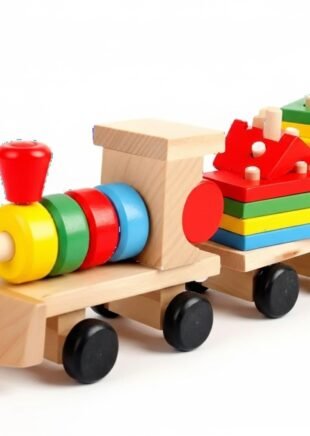 Wooden Shapes Stacker & Sorter Train – Educational Toy for Kids