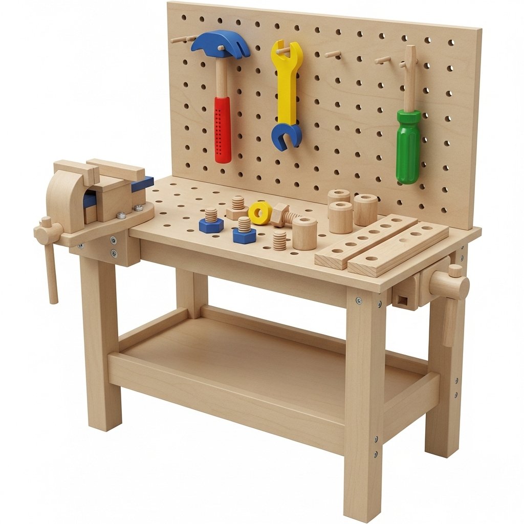 Wooden Tool Bench Set – Pretend Play Construction Kit for Kids