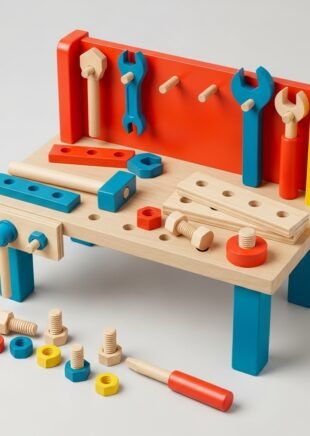 Wooden Tool Bench Set – Pretend Play Construction Kit for Kids