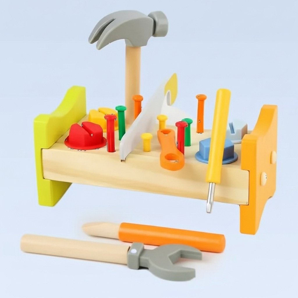 Wooden Tool Bench Set – Pretend Play Construction Kit for Kids